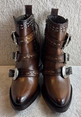 Cuadra Women Golden Harness BroLeather Ankle Boots Size 6 M 30433